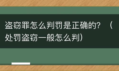 盗窃罪怎么判罚是正确的？（处罚盗窃一般怎么判）