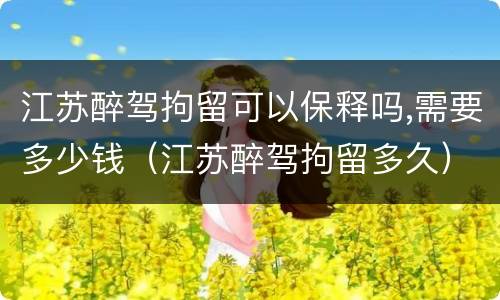 江苏醉驾拘留可以保释吗,需要多少钱（江苏醉驾拘留多久）