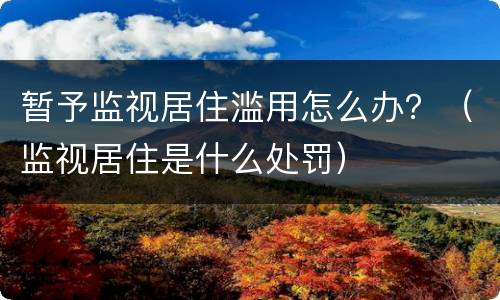 暂予监视居住滥用怎么办？（监视居住是什么处罚）
