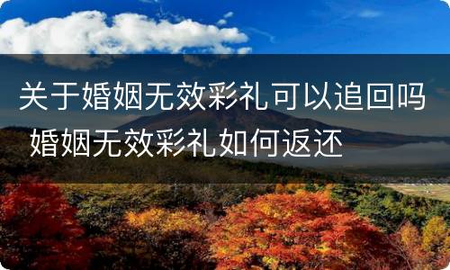 关于婚姻无效彩礼可以追回吗 婚姻无效彩礼如何返还