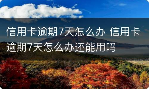 信用卡逾期7天怎么办 信用卡逾期7天怎么办还能用吗
