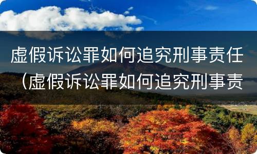 虚假诉讼罪如何追究刑事责任（虚假诉讼罪如何追究刑事责任的）