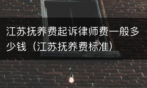 江苏抚养费起诉律师费一般多少钱（江苏抚养费标准）