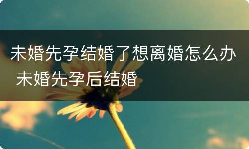未婚先孕结婚了想离婚怎么办 未婚先孕后结婚
