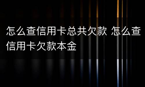 怎么查信用卡总共欠款 怎么查信用卡欠款本金