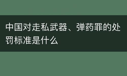 中国对走私武器、弹药罪的处罚标准是什么