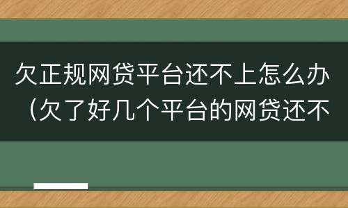 欠正规网贷平台还不上怎么办（欠了好几个平台的网贷还不上怎么办）