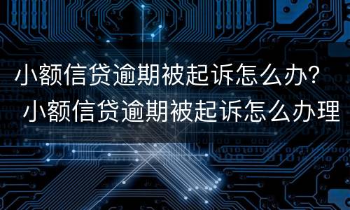 小额信贷逾期被起诉怎么办？ 小额信贷逾期被起诉怎么办理