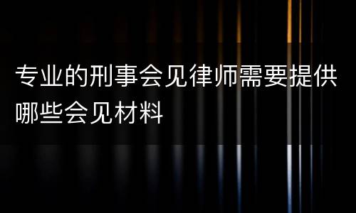 专业的刑事会见律师需要提供哪些会见材料