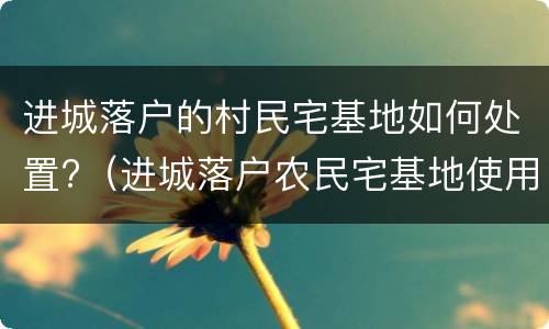 进城落户的村民宅基地如何处置?（进城落户农民宅基地使用权的法律知识介绍）