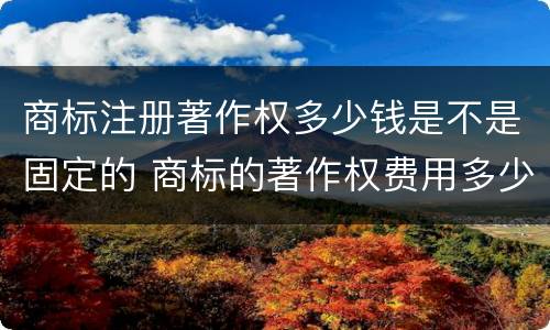 商标注册著作权多少钱是不是固定的 商标的著作权费用多少