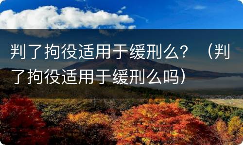 判了拘役适用于缓刑么？（判了拘役适用于缓刑么吗）