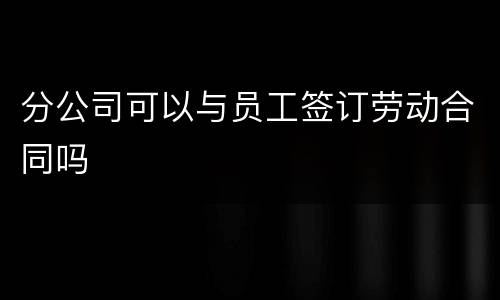 分公司可以与员工签订劳动合同吗