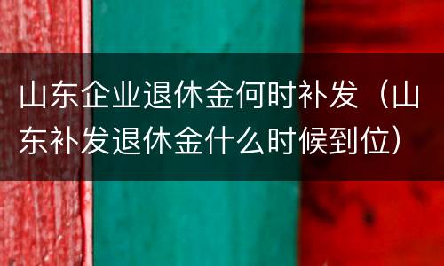 山东企业退休金何时补发（山东补发退休金什么时候到位）