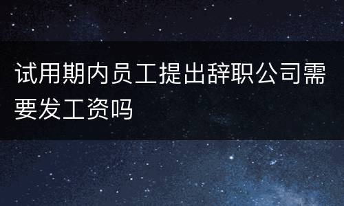 试用期内员工提出辞职公司需要发工资吗