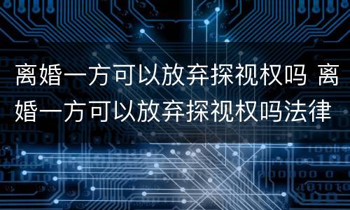 离婚一方可以放弃探视权吗 离婚一方可以放弃探视权吗法律规定