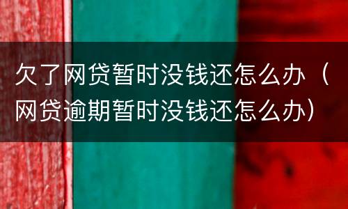 欠了网贷暂时没钱还怎么办（网贷逾期暂时没钱还怎么办）