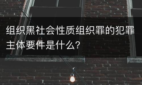 组织黑社会性质组织罪的犯罪主体要件是什么？