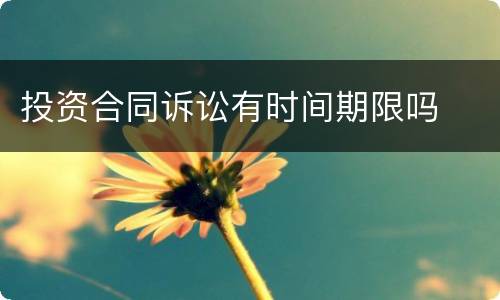 投资合同诉讼有时间期限吗