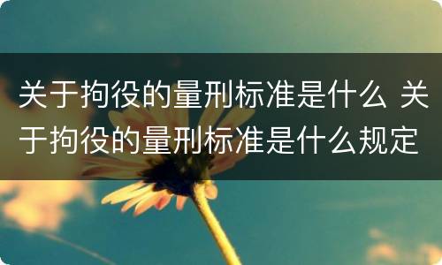 关于拘役的量刑标准是什么 关于拘役的量刑标准是什么规定