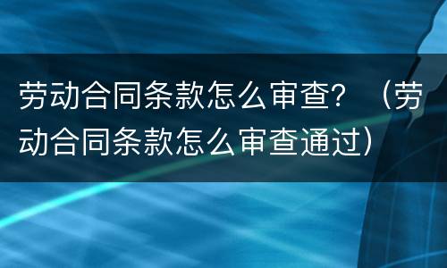 劳动合同条款怎么审查？（劳动合同条款怎么审查通过）