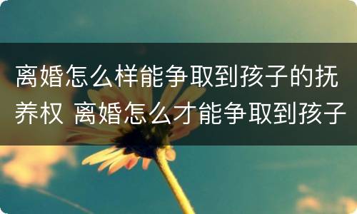 离婚怎么样能争取到孩子的抚养权 离婚怎么才能争取到孩子的抚养权