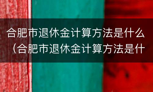 合肥市退休金计算方法是什么（合肥市退休金计算方法是什么规定）