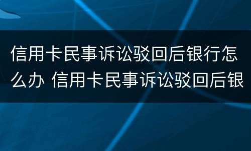 信用卡民事诉讼驳回后银行怎么办 信用卡民事诉讼驳回后银行怎么办呢