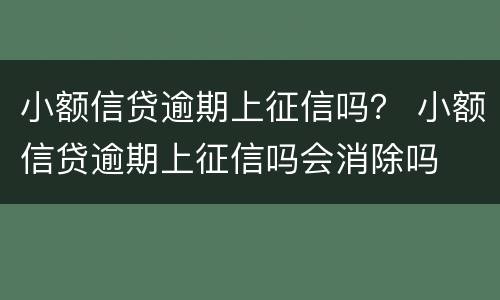 小额信贷逾期上征信吗？ 小额信贷逾期上征信吗会消除吗