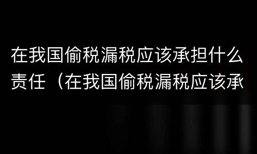 在我国偷税漏税应该承担什么责任（在我国偷税漏税应该承担什么责任和义务）