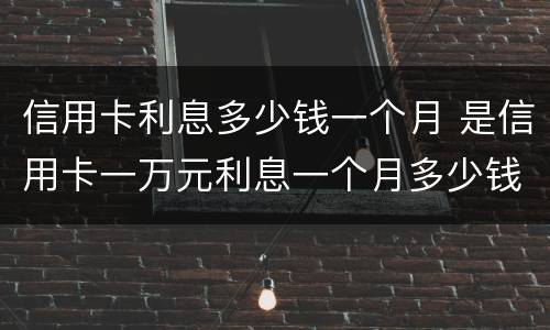 信用卡利息多少钱一个月 是信用卡一万元利息一个月多少钱