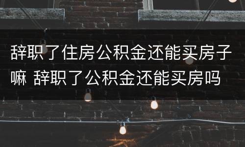 辞职了住房公积金还能买房子嘛 辞职了公积金还能买房吗
