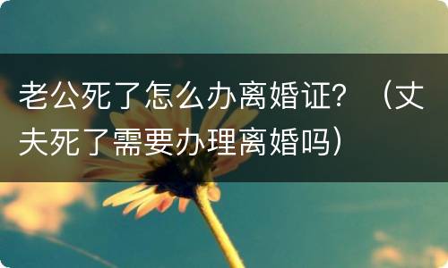 老公死了怎么办离婚证？（丈夫死了需要办理离婚吗）
