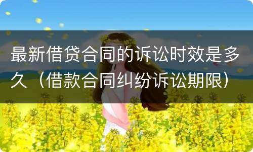 最新借贷合同的诉讼时效是多久（借款合同纠纷诉讼期限）