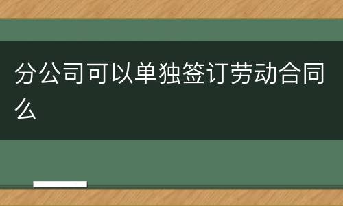 分公司可以单独签订劳动合同么