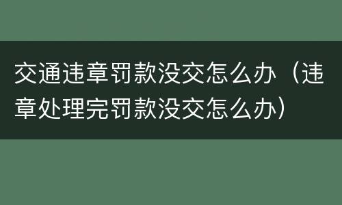 交通违章罚款没交怎么办（违章处理完罚款没交怎么办）