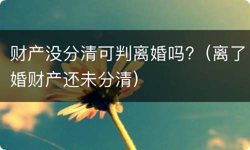 财产没分清可判离婚吗?（离了婚财产还未分清）