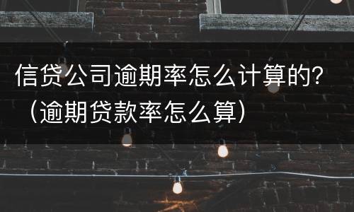 信贷公司逾期率怎么计算的？（逾期贷款率怎么算）