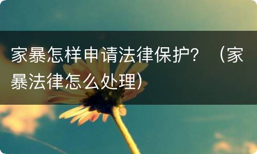 家暴怎样申请法律保护？（家暴法律怎么处理）