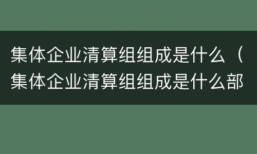 集体企业清算组组成是什么（集体企业清算组组成是什么部门）