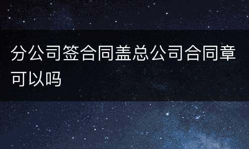 分公司签合同盖总公司合同章可以吗