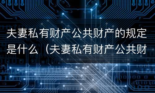 夫妻私有财产公共财产的规定是什么（夫妻私有财产公共财产的规定是什么法律）