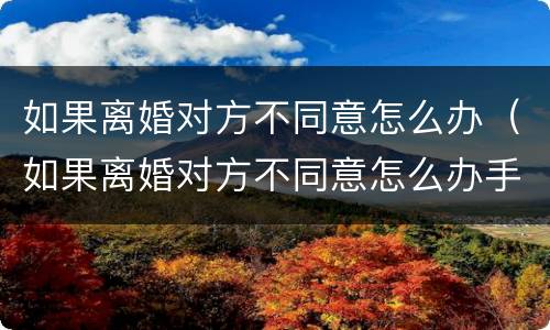 如果离婚对方不同意怎么办（如果离婚对方不同意怎么办手续）