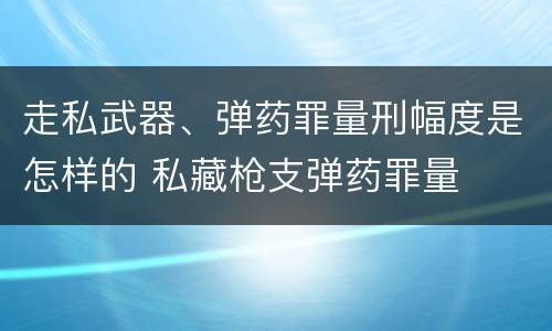 走私武器、弹药罪量刑幅度是怎样的 私藏枪支弹药罪量