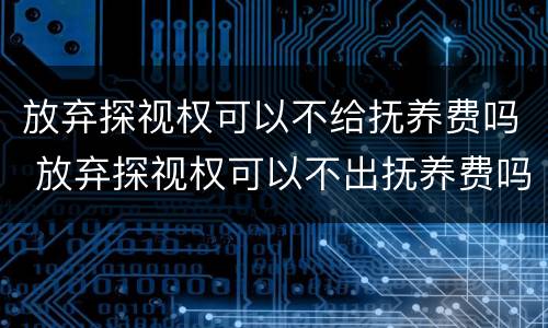 放弃探视权可以不给抚养费吗 放弃探视权可以不出抚养费吗