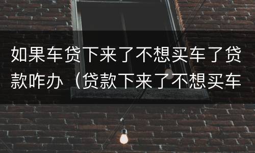 如果车贷下来了不想买车了贷款咋办（贷款下来了不想买车了怎么办）