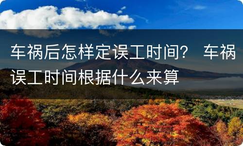 车祸后怎样定误工时间？ 车祸误工时间根据什么来算