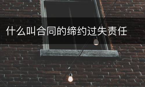 什么叫合同的缔约过失责任