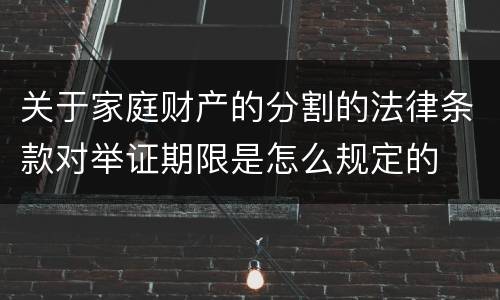 关于家庭财产的分割的法律条款对举证期限是怎么规定的
