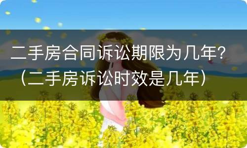 二手房合同诉讼期限为几年？（二手房诉讼时效是几年）